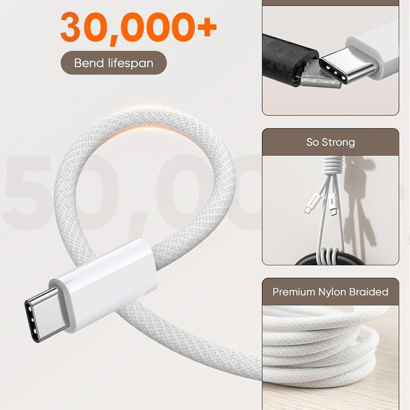 2m USB C to USB C Cable for IPhone 18/17/16/15,Fast Charger USB C for IPhone 17 Air/17e/16 Pro Max/15 Plus/16E/Duo, Long Charging Lead for iPad Pro 10/11th,Google Pixel 11/10/9/8,Samsung Galaxy Z Fold