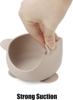 PandaEar 3 Pack Baby Suction Bowls with 3 Spoons, Stay Put Silicone Food Bowl Babies Led Weaning Supplies for Kids Toddlers, BPA-Free (Linen Brown Tan)