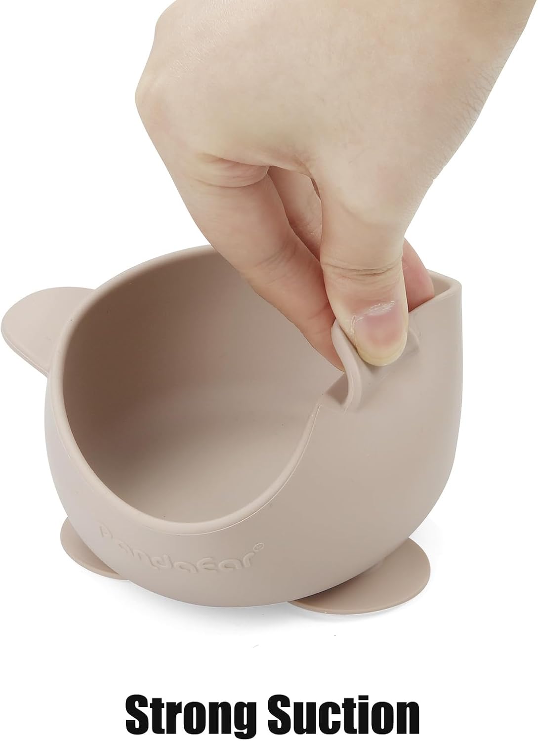 PandaEar 3 Pack Baby Suction Bowls with 3 Spoons, Stay Put Silicone Food Bowl Babies Led Weaning Supplies for Kids Toddlers, BPA-Free (Linen Brown Tan)