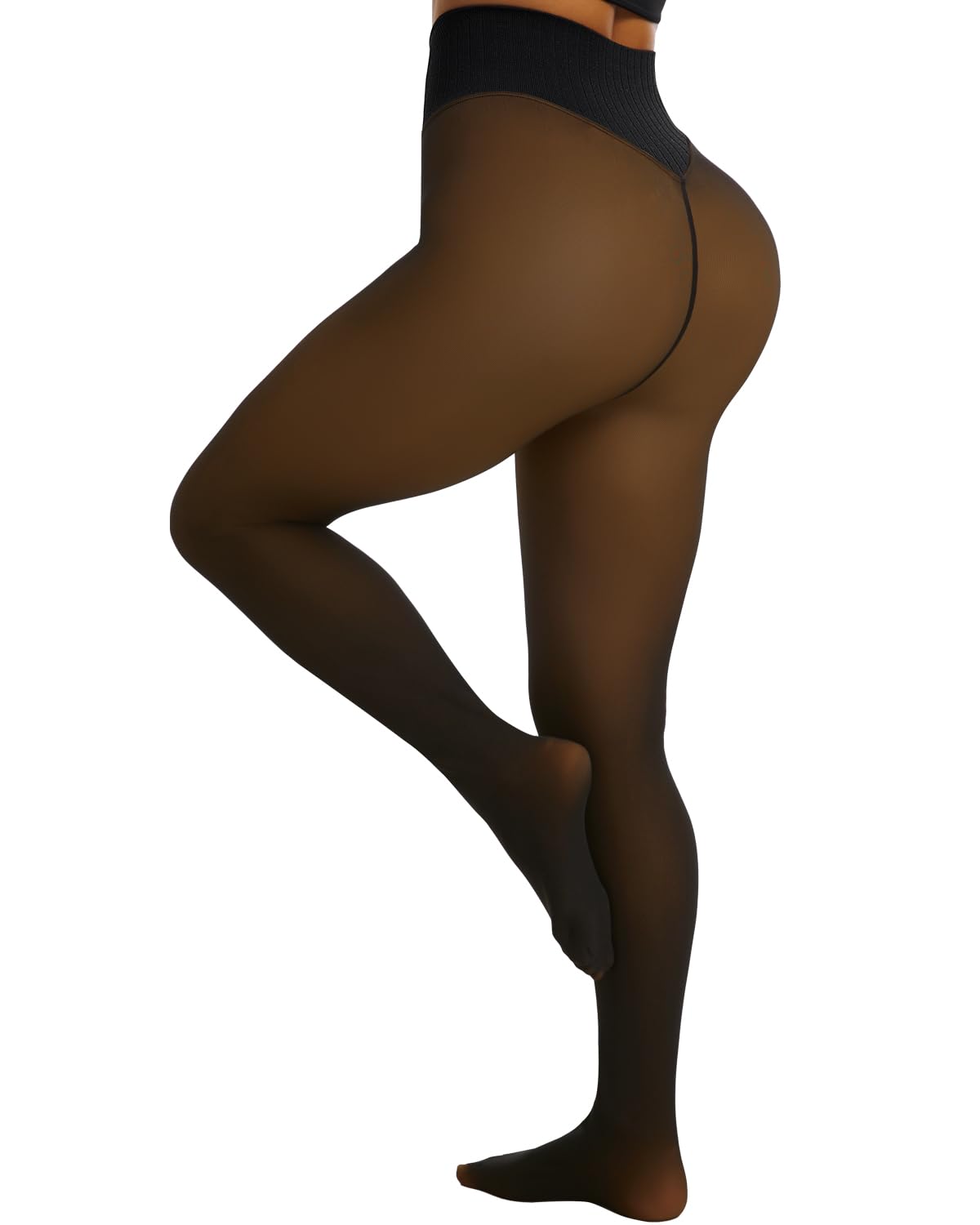 Fleece Lined Tights Leggings Women High Waist Sheer Thermal Tights