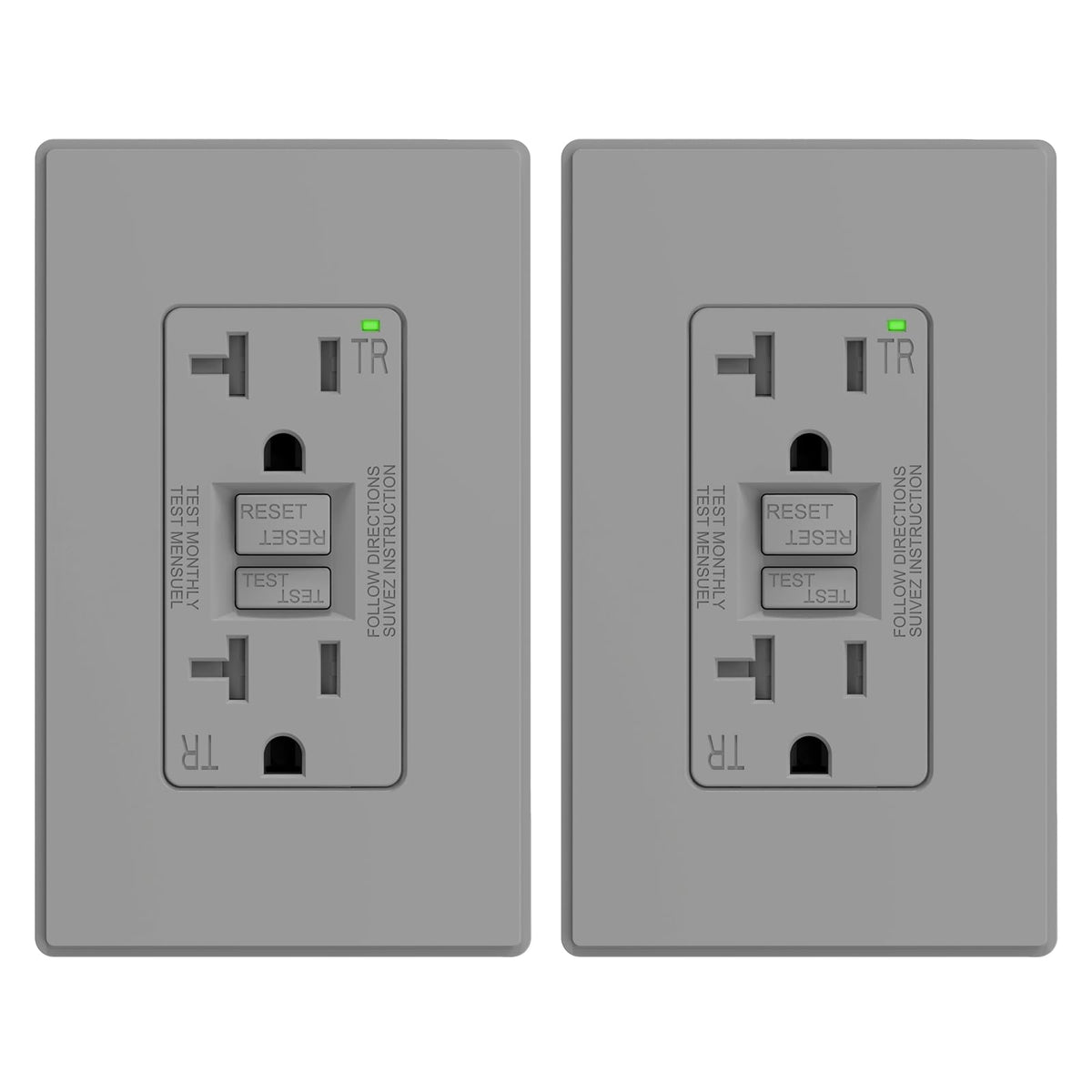 ELEGRP GFCI Outlet 20 Amp, Self-Test GFI Electrical Outlet with Thinner Design, TR Tamper Resistant GFCI Receptacle, Ground Fault Circuit Interrupters with Wall Plate, UL Listed, Light Almond, 1 Pack