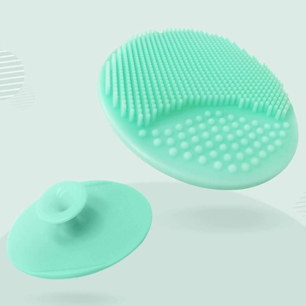 Baby Bath Brush, Baby Cradle Cap Brush, Silicone Massage Brush, Silicone Scrubbers Exfoliator Brush, Baby Skin Scrubbers Essential for Dry Skin, Cradle Cap and Eczema 2 Pack (Small-Blue&Green)