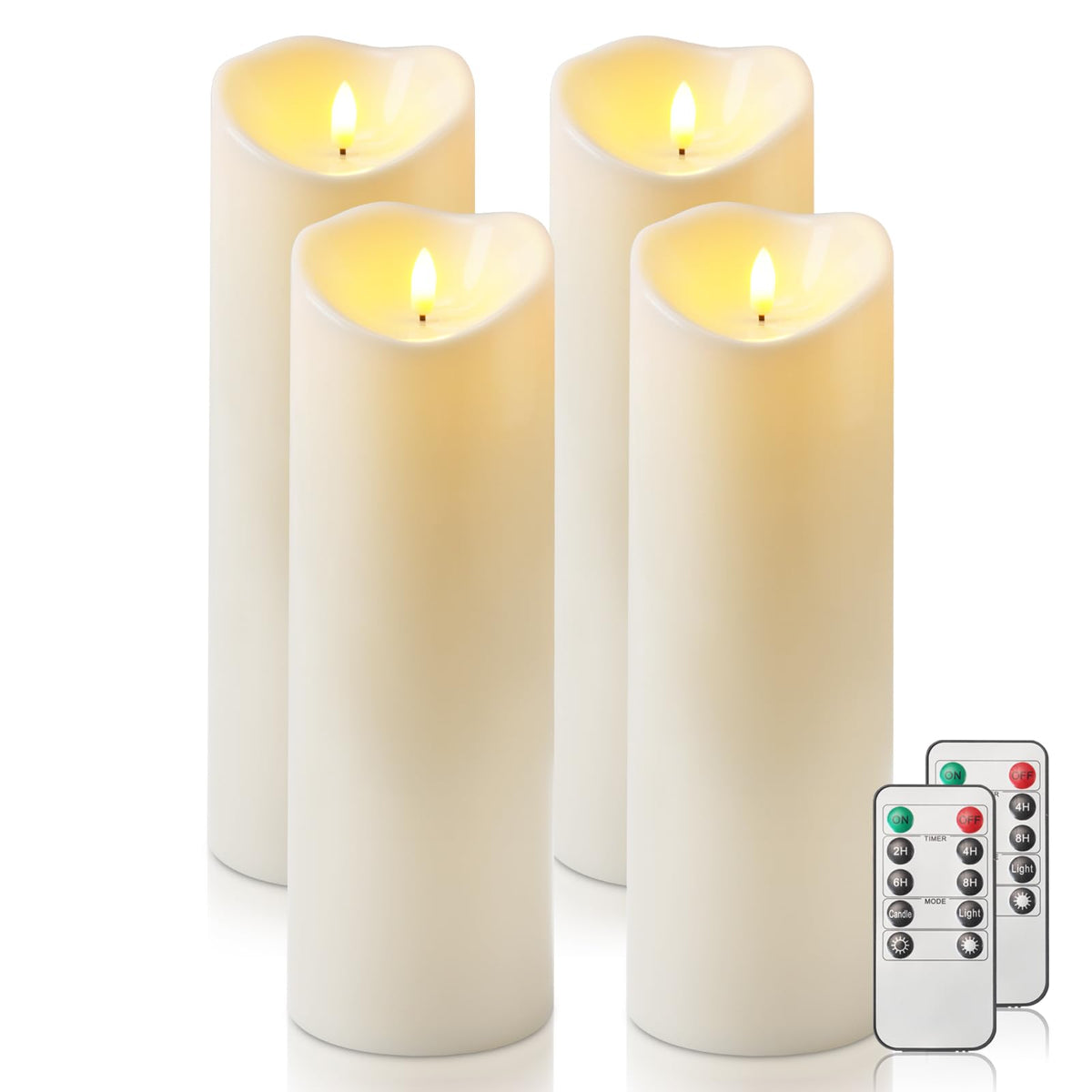 Homemory Orange Drip Real Wax Flameless Candles with Remote Timer, Set of 3