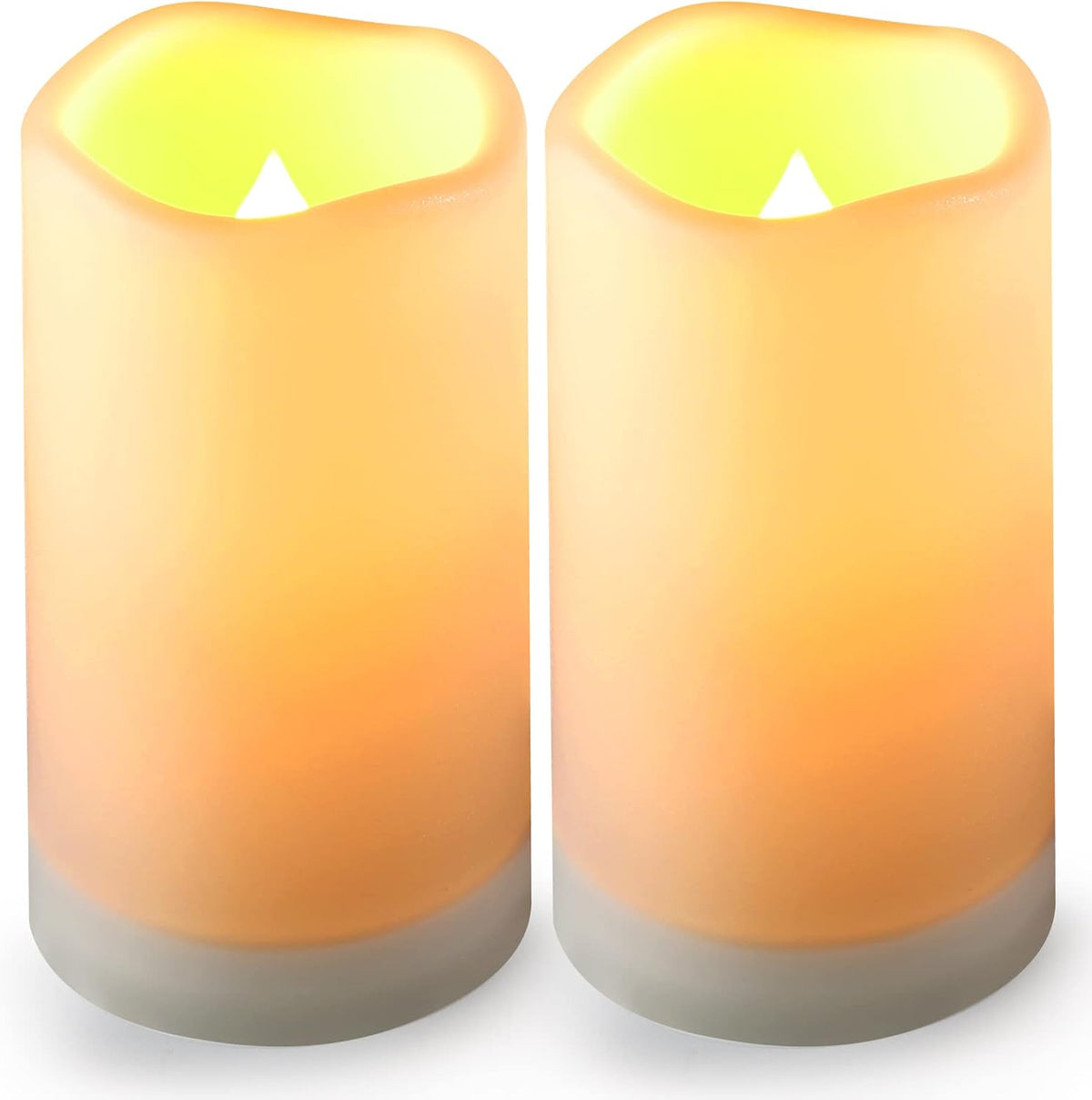 YOROXRG Solar flameless Candles Outdoor Waterproof,Dusk to Dawn Outdoor Lighting, Flickering fameless Reusable LED Light Candles for Lantern Garden Camping and Home Decor, 3D Wick (3"X6") Set of 2