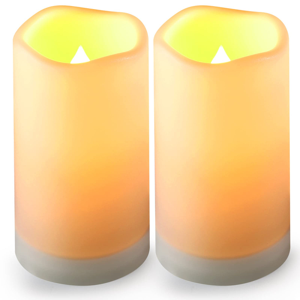 YOROXRG Solar flameless Candles Outdoor Waterproof,Dusk to Dawn Outdoor Lighting, Flickering fameless Reusable LED Light Candles for Lantern Garden Camping and Home Decor, 3D Wick (3"X6") Set of 2