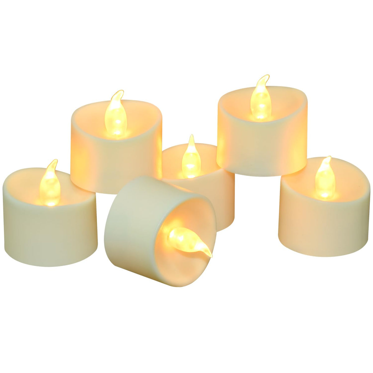 100 Pack Flickering LED Tea Lights, Last 100H+, Warm White Light