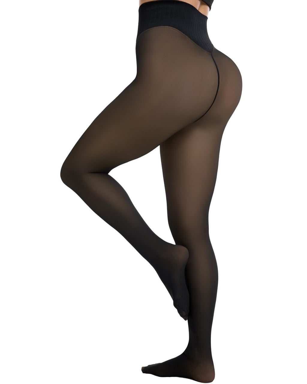 Fleece Lined Tights Leggings Women High Waist Sheer Thermal Tights