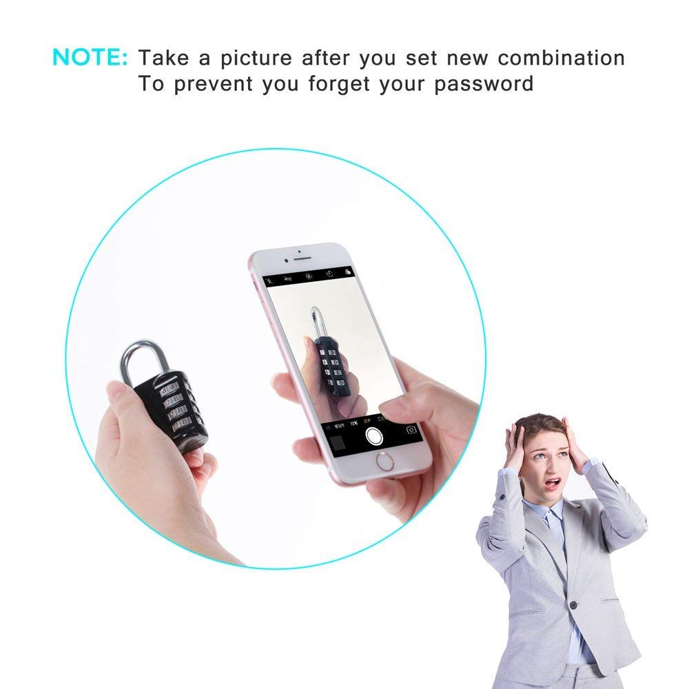 ZHEGE Combination Padlock, 4 Digit Combination Locker Padlock (Red)
