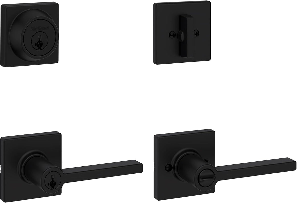 Kwikset Casey Privacy Door Lever with Lock, Matte Black