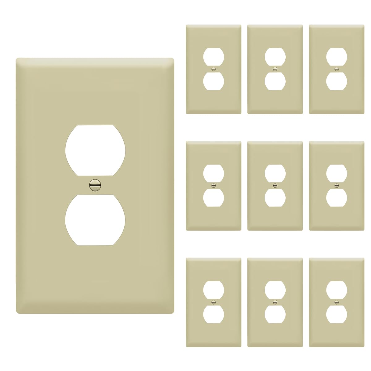 ENERLITES 10 Pack Outlet Covers Wall Plate for Duplex Receptacle, White
