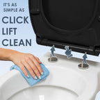 AQUALONA® Premium Thermoplastic Toilet Seat Soft Close Hardwearing Seat with Two Button Hinge Release D Shaped Easy to Clean Simple Installation Top and Bottom Fittings (Blue - D Shape)