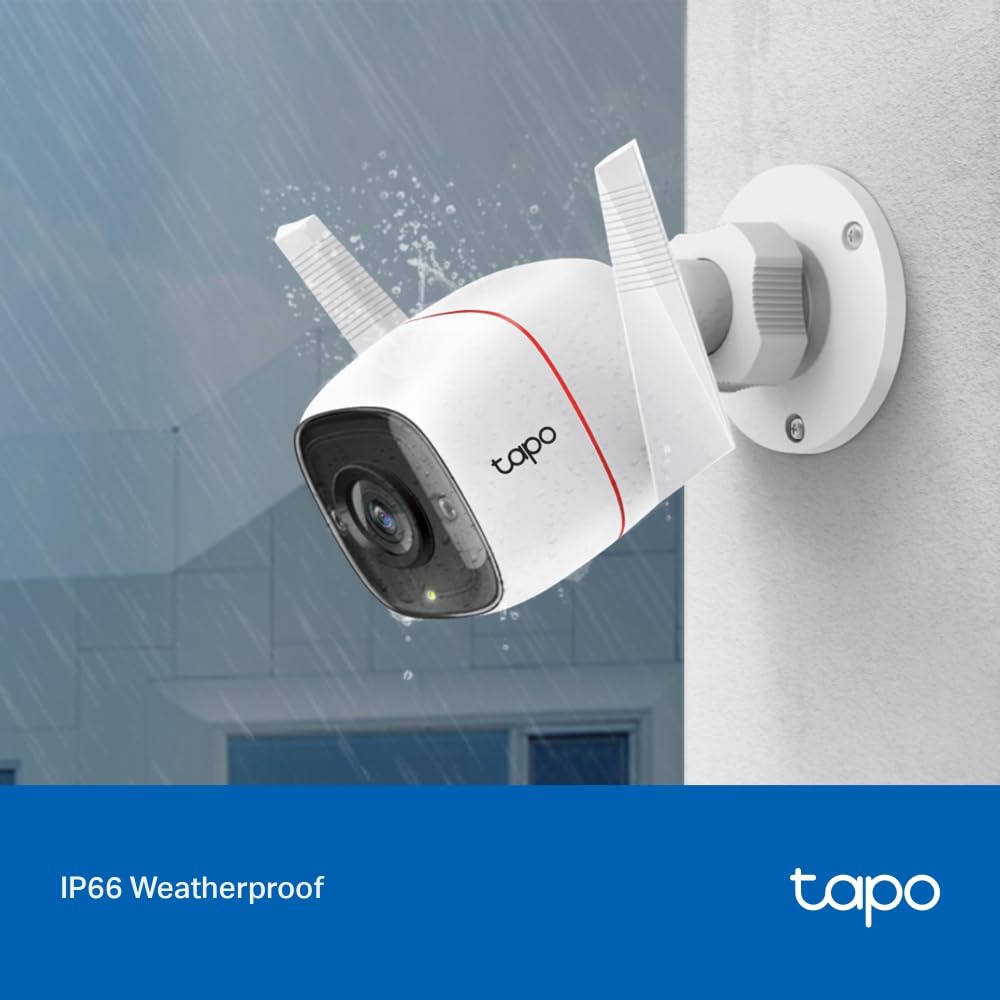 Tapo TP-Link C310 – Indoor Outdoor WiFi Surveillance Camera, 3MP Resolution, IP66 with Night Vision, Motion Detection and Instant Alarm, Control with iOS App, Android, Compatible with Alexa