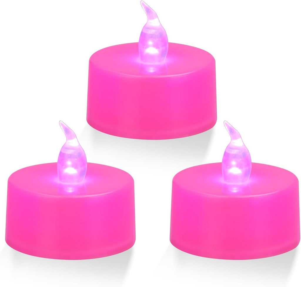 KOABY 24 Pack Pink Light Flameless Tea Lights, Pink Base, Last 100H
