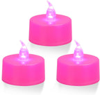 KOABY 24 Pack Pink Light Flameless Tea Lights, Pink Base, Last 100H