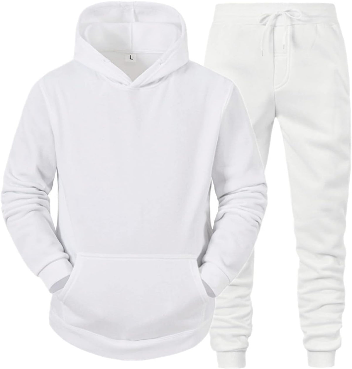 Mens Plain Tracksuit Long Sleeve Hooded Sweatshirt Sweatpants Set Hoodie Joggers Sets 2 Piece Fashion Sweatsuits Activewear Sportswear Men's Clothing UK