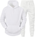 Mens Plain Tracksuit Long Sleeve Hooded Sweatshirt Sweatpants Set Hoodie Joggers Sets 2 Piece Fashion Sweatsuits Activewear Sportswear Men's Clothing UK
