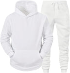 Mens Plain Tracksuit Long Sleeve Hooded Sweatshirt Sweatpants Set Hoodie Joggers Sets 2 Piece Fashion Sweatsuits Activewear Sportswear Men's Clothing UK