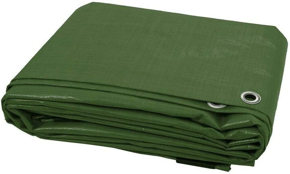 3 x 4 m Green Tarpaulin Waterproof Heavy Duty Tarp Sheet Cover, Groundsheet - Waterproof, Weatherproof, Frost-Resistant, UV Protection, Universal, Multipurpose, Reinforced Eyelets