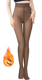 Lnmyic Fleece Lined Thermal Tights That Look Sheer Women Black & Brown