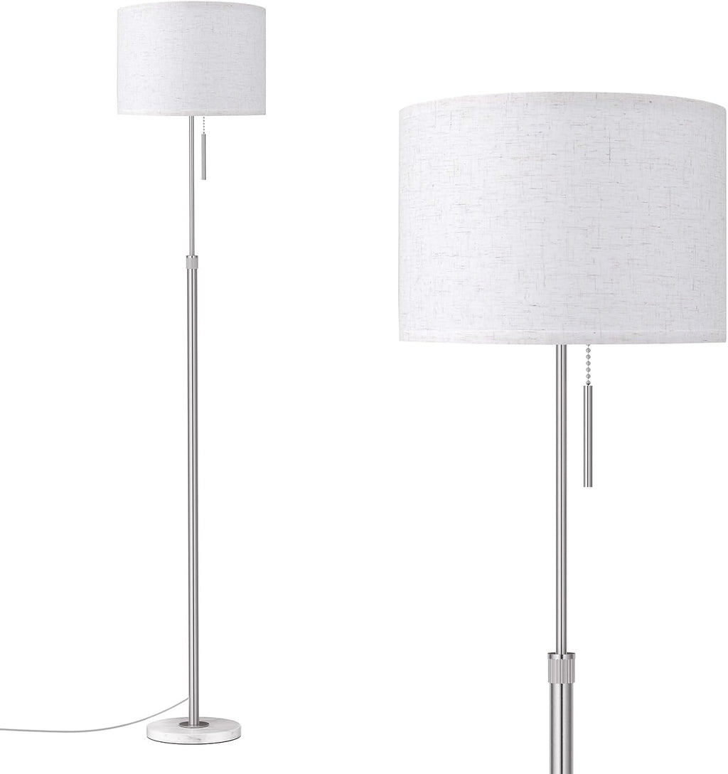 Ambimall Floor Lamp for Living Room with Smart Light Bulb, RGB + Stepless Dimmable Colors Temperature & Brightness(White Shade & Black Pole)