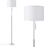 Ambimall Floor Lamp for Living Room with Smart Light Bulb, RGB + Stepless Dimmable Colors Temperature & Brightness(White Shade & Black Pole)