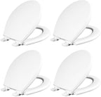 Mayfair Cassel slow close toilet seat, easy clean non-slip premium wood seat, install, made in USA, elongated, white