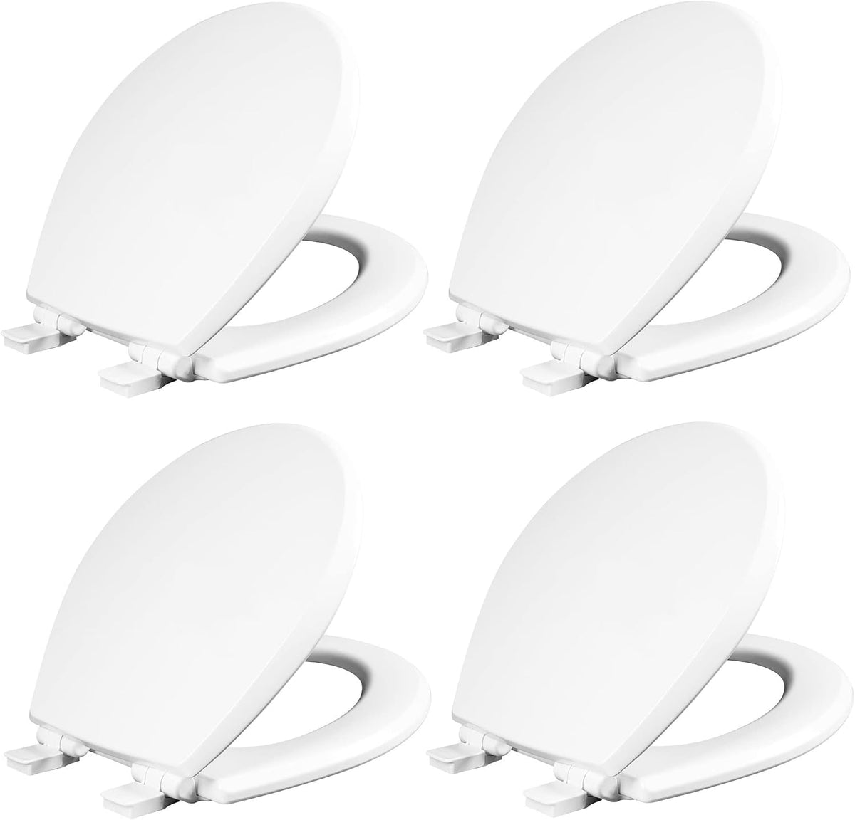 Mayfair Cassel slow close toilet seat, easy clean non-slip premium wood seat, install, made in USA, elongated, white