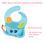 Vicloon Silicone Baby Bib, Baby Weaning Bibs, Waterproof Baby Feeding Bibs Adjustable with Wide Food Catcher Pocket Unisex Toddler Bibs