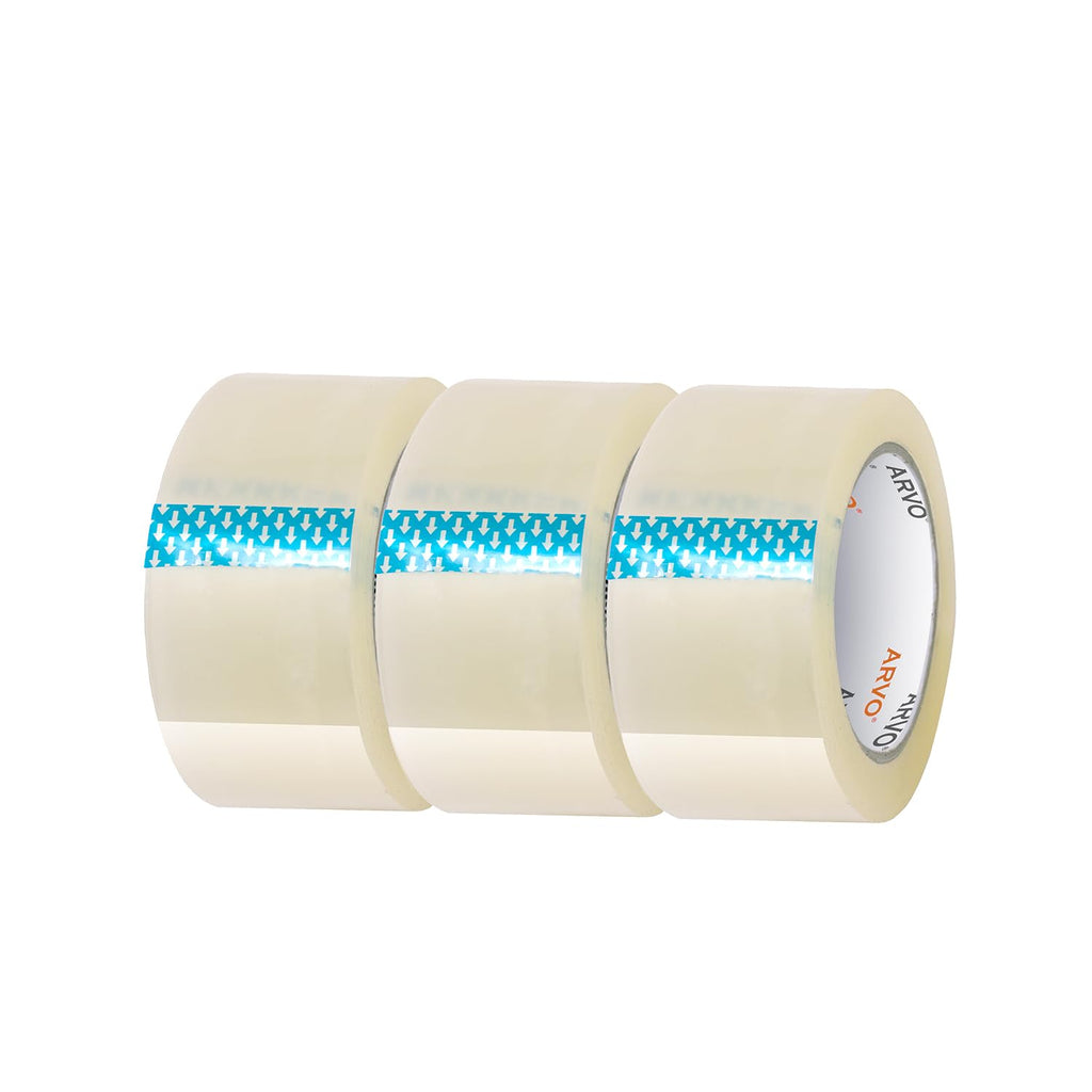 ARVO Clear Packing Tape 6 Rolls with Low Noise (48mm x 60m) - Durable Parcel Sealing Tape for Packing Boxes, Secure Packaging for Moving House