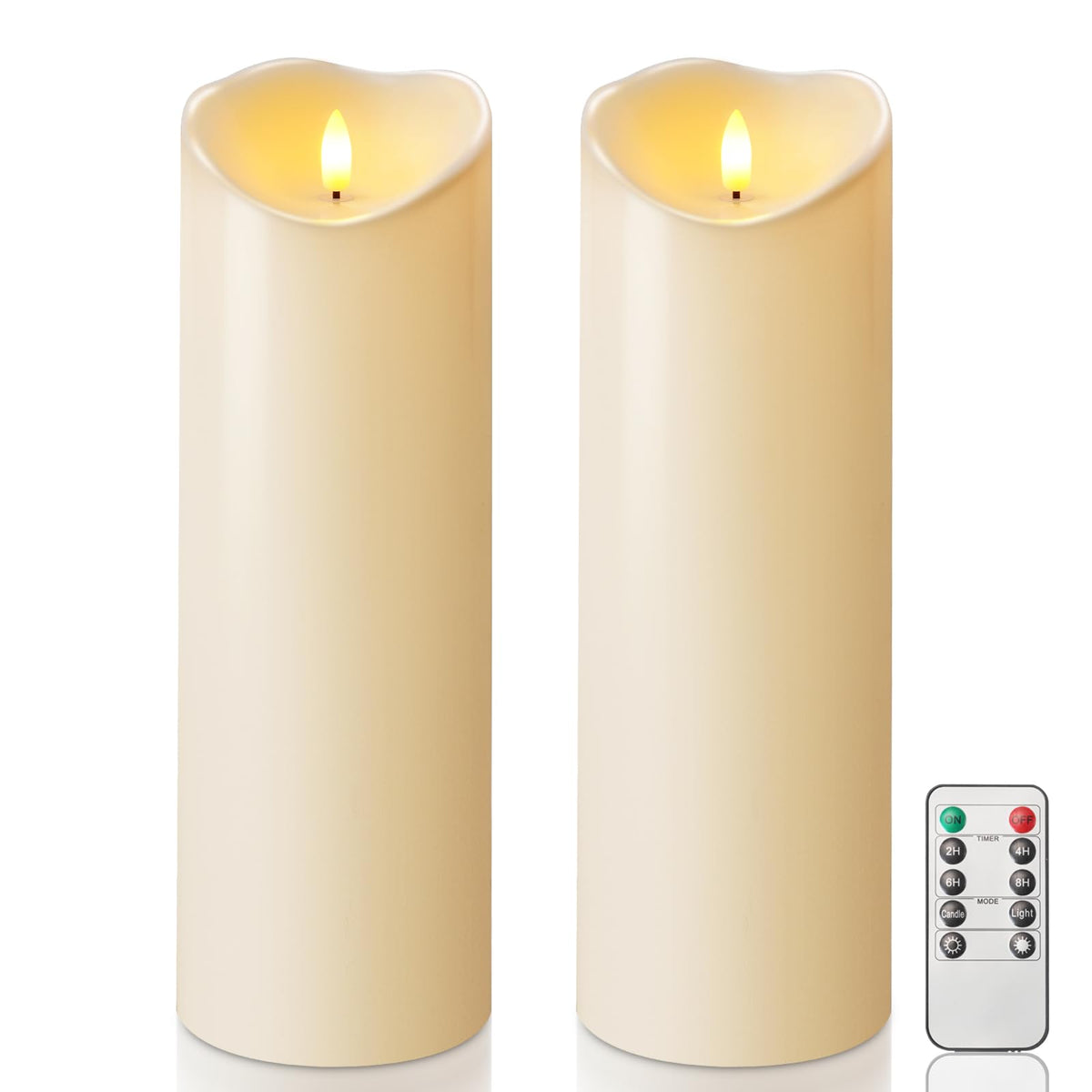 Homemory Orange Drip Real Wax Flameless Candles with Remote Timer, Set of 3