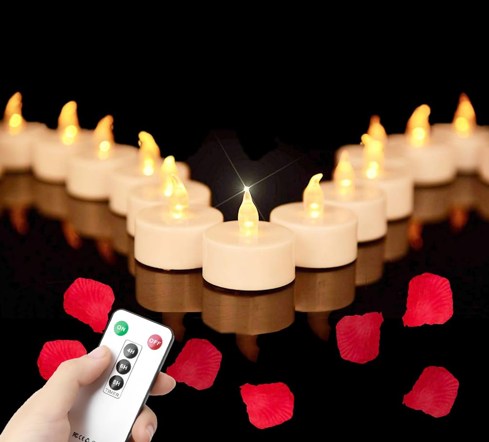 Battery Operated LED Tea Lights Flameless Flickering Candles 50PACK Blue