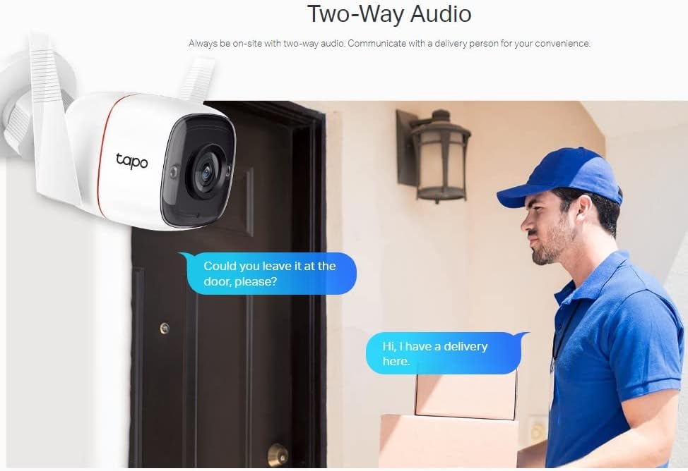 Tapo TP-Link C310 – Indoor Outdoor WiFi Surveillance Camera, 3MP Resolution, IP66 with Night Vision, Motion Detection and Instant Alarm, Control with iOS App, Android, Compatible with Alexa