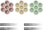 PandaEar 3 Pack Silicone Baby Food Freezer Tray with Lids, Ice Cube Trays for Freezer, Weaning Freezer Tray for Baby Food, Silicone Ice Trays Baby Food Storage Container Tray (Pink/Green/Linen)