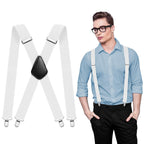 Aomig Mens Braces, Mens Suspenders with Strong Metal Clips, 3.5cm Wide Heavy Duty Suspenders for Men Women Business Wedding Casual
