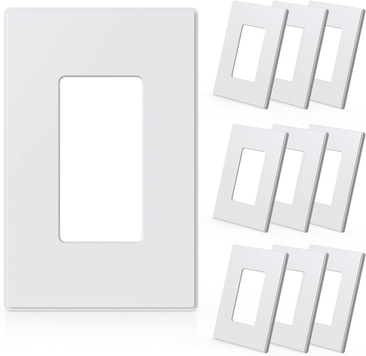 ELEGRP 2-Gang Screwless Decorative Wall Plates, Mid-Size 4.88" height x 4.94" length Unbreakable Thermoplastic Faceplate Cover for Decorator Receptacle Outlet & Switch, UL Listed (5 Pack, Matte White)