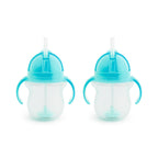 Munchkin Click Lock Tip & Sip Straw Cup Set| Baby & Toddler Sippy Cups with Straw| BPA Free Non Spill Cup| Dishwasher Safe Baby Straw Cup| Weighted Straw Childrens Cups| 7oz/207ml| 2 Pack| Pink/Purple