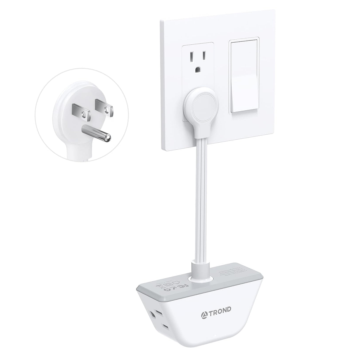 TROND Multi Plug Outlet Extender with USB, 2 Pack Plug Splitter