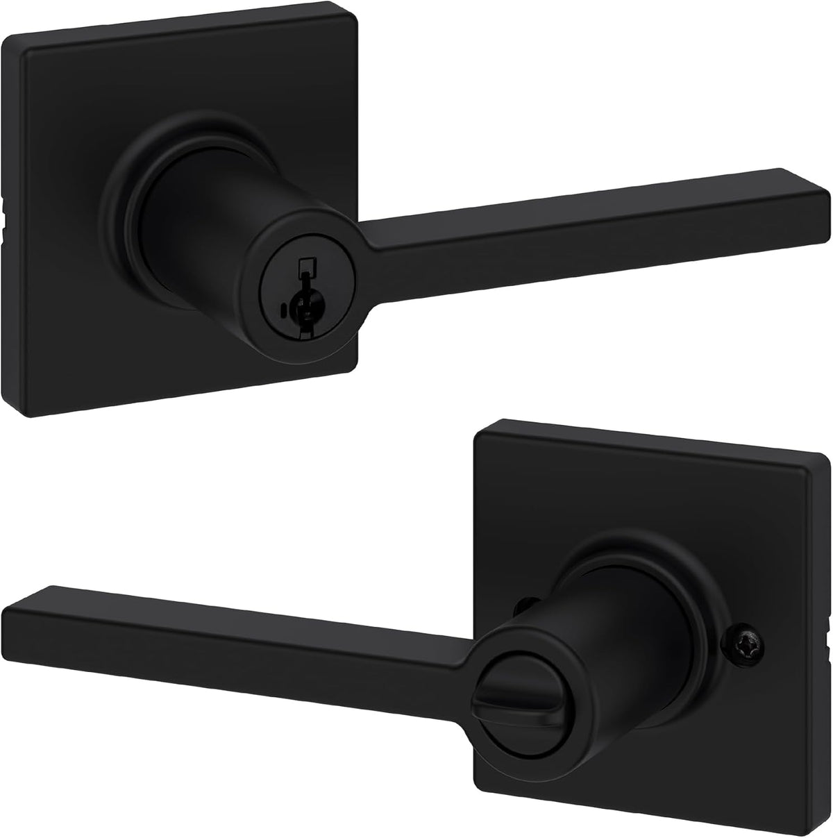 Kwikset Casey Privacy Door Lever with Lock, Matte Black