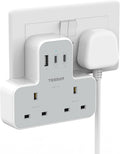TESSAN USB Charger Plug Adapter UK (2 USB C), Double Plug Extension Socket