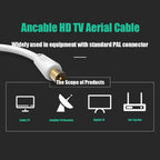 Ancable TV Aerial Cable with Coaxial Adapter 1M White TV Ariel Lead