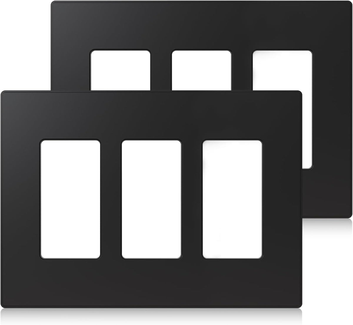 ELEGRP 2-Gang Screwless Decorative Wall Plates, Mid-Size 4.88" height x 4.94" length Unbreakable Thermoplastic Faceplate Cover for Decorator Receptacle Outlet & Switch, UL Listed (5 Pack, Matte White)