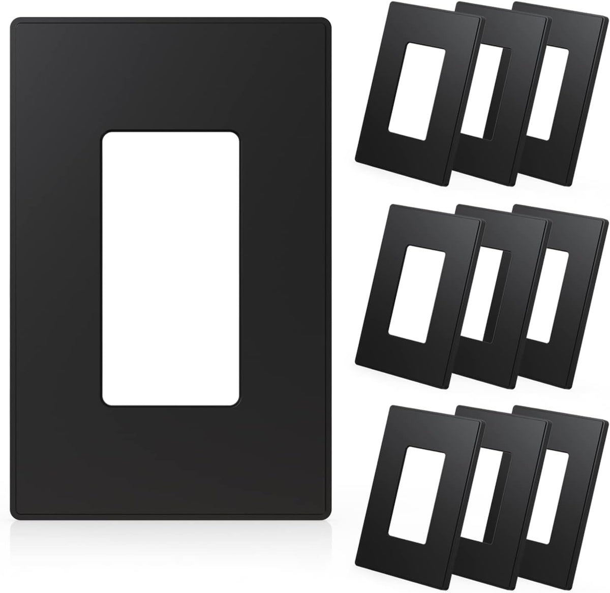 ELEGRP 2-Gang Screwless Decorative Wall Plates, Mid-Size 4.88" height x 4.94" length Unbreakable Thermoplastic Faceplate Cover for Decorator Receptacle Outlet & Switch, UL Listed (5 Pack, Matte White)