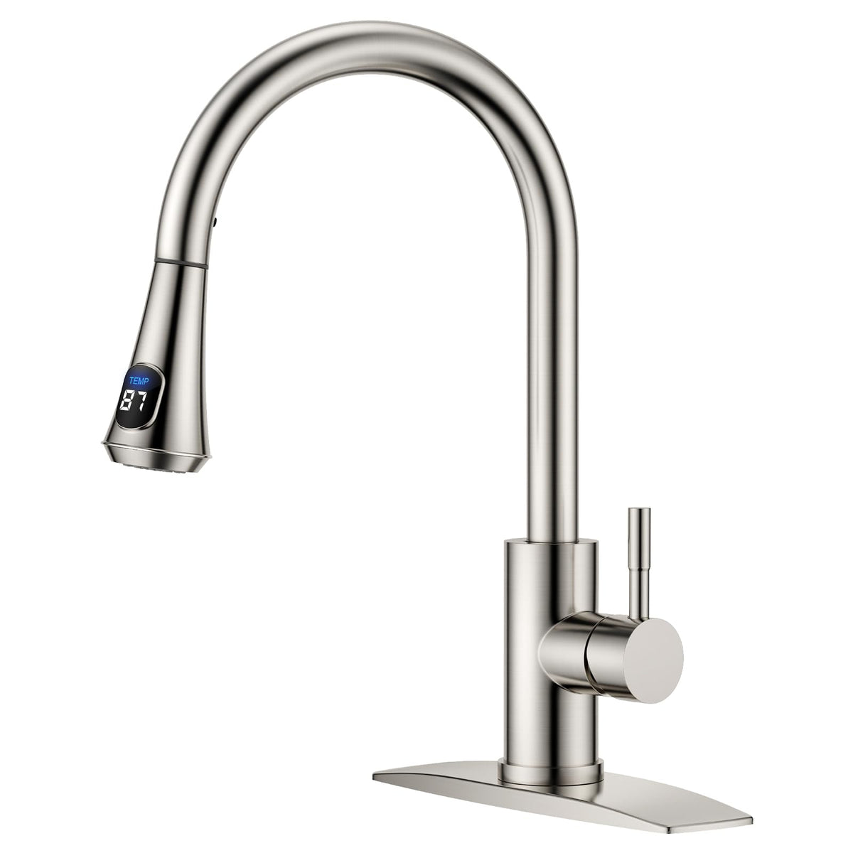 FORIOUS Kitchen Faucet with Cup Washer, Pull Down Sprayer, Brushed Nickel