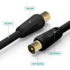 Ancable TV Aerial Cable with Coaxial Adapter 1M White TV Ariel Lead