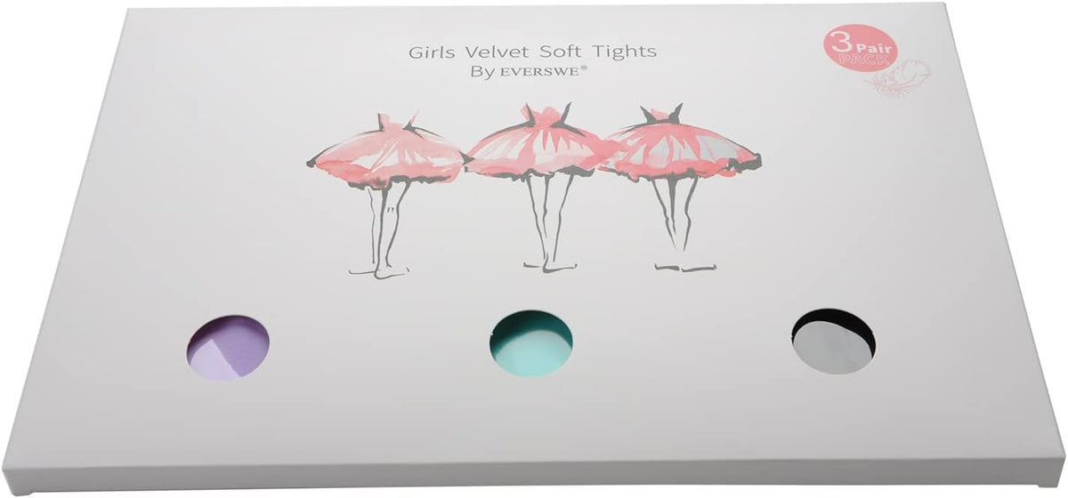 EVERSWE 3-Pack Girls Microfiber Tights Multiple Colors