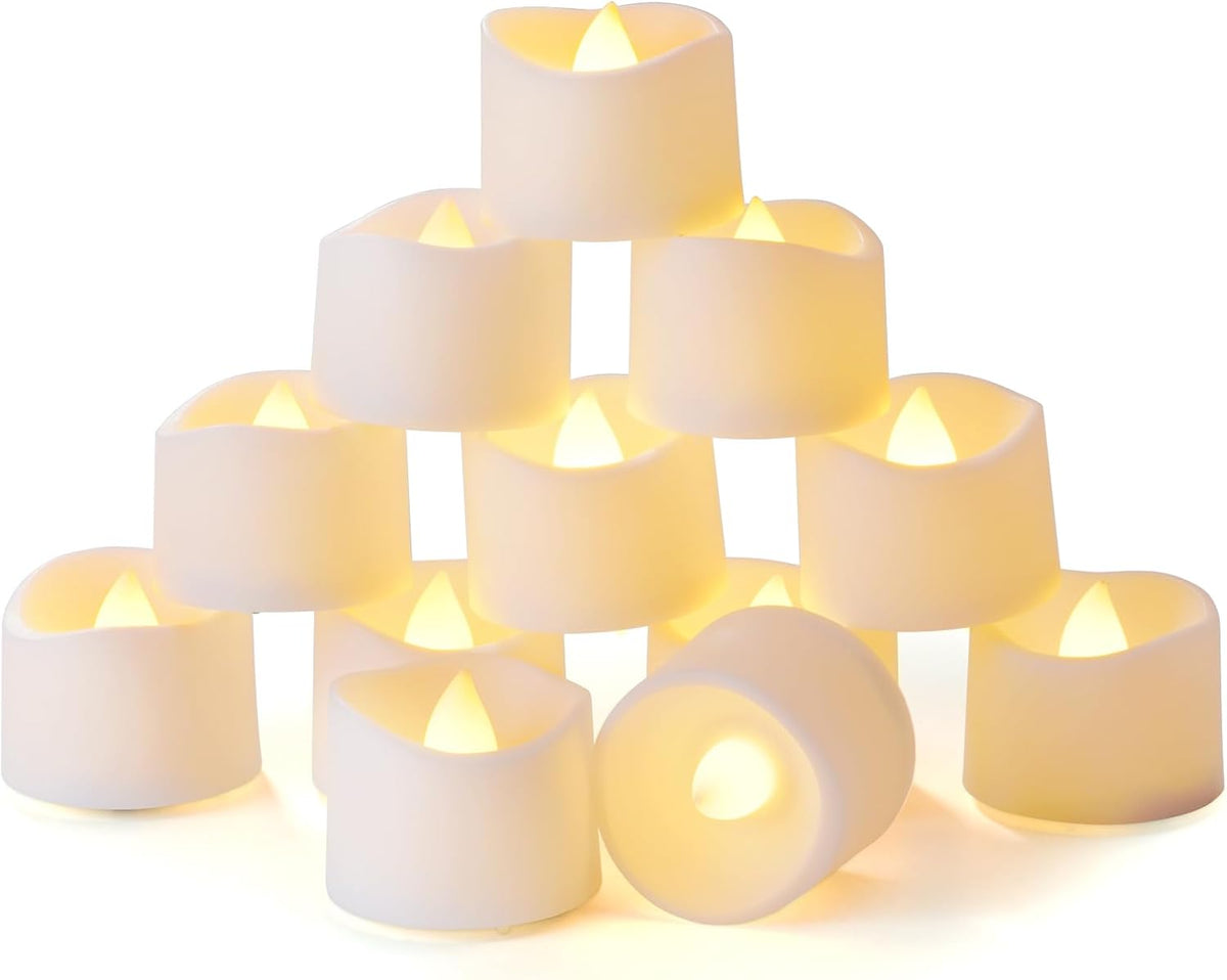 Homemory 12-Pack Battery Tea Lights with Timer Built in, Auto-On 6H Daily