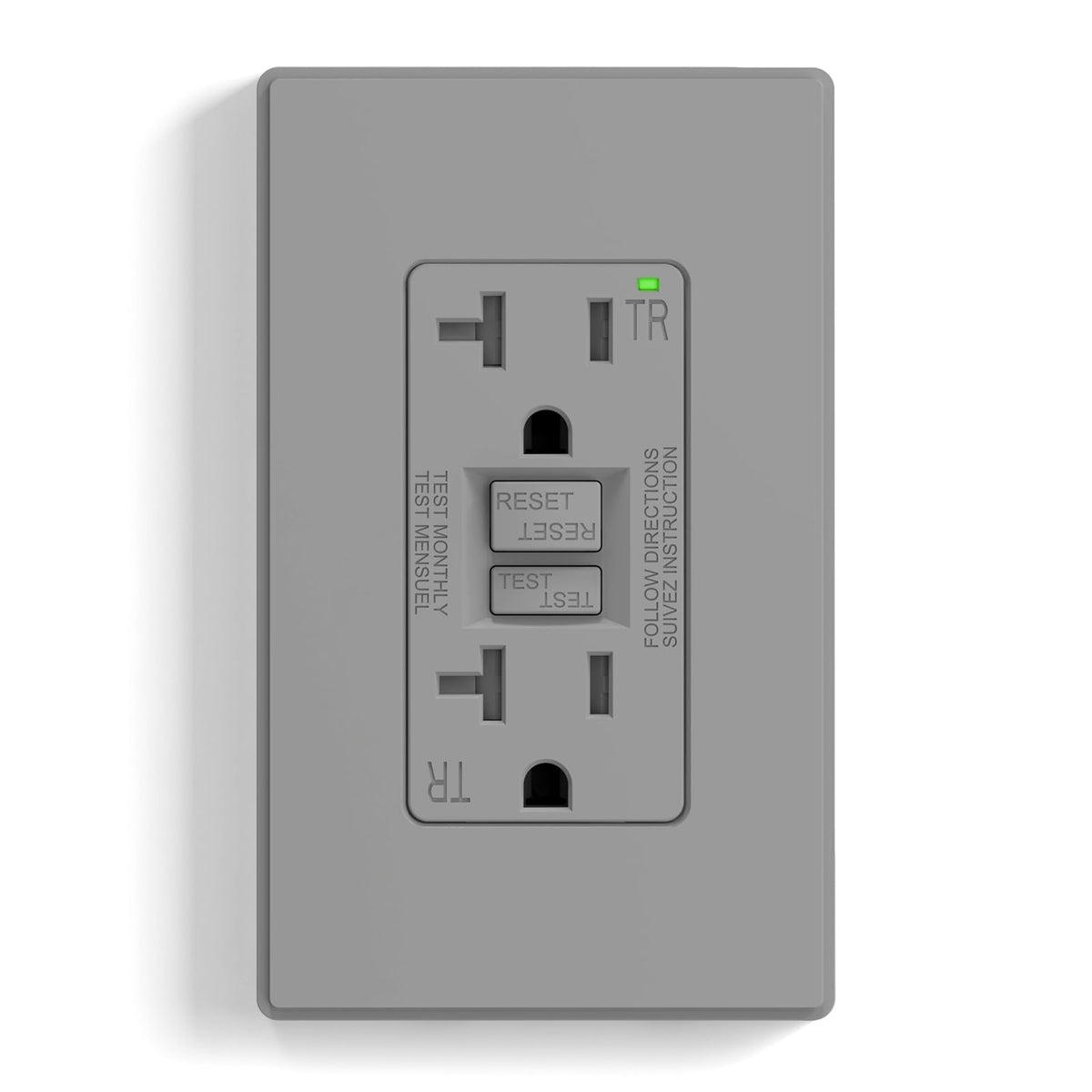 ELEGRP GFCI Outlet 20 Amp, Self-Test GFI Electrical Outlet with Thinner Design, TR Tamper Resistant GFCI Receptacle, Ground Fault Circuit Interrupters with Wall Plate, UL Listed, Light Almond, 1 Pack