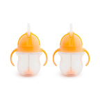 Munchkin Click Lock Tip & Sip Straw Cup Set| Baby & Toddler Sippy Cups with Straw| BPA Free Non Spill Cup| Dishwasher Safe Baby Straw Cup| Weighted Straw Childrens Cups| 7oz/207ml| 2 Pack| Pink/Purple