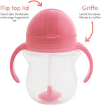 Munchkin Click Lock Tip & Sip Straw Cup Set| Baby & Toddler Sippy Cups with Straw| BPA Free Non Spill Cup| Dishwasher Safe Baby Straw Cup| Weighted Straw Childrens Cups| 7oz/207ml| 2 Pack| Pink/Purple