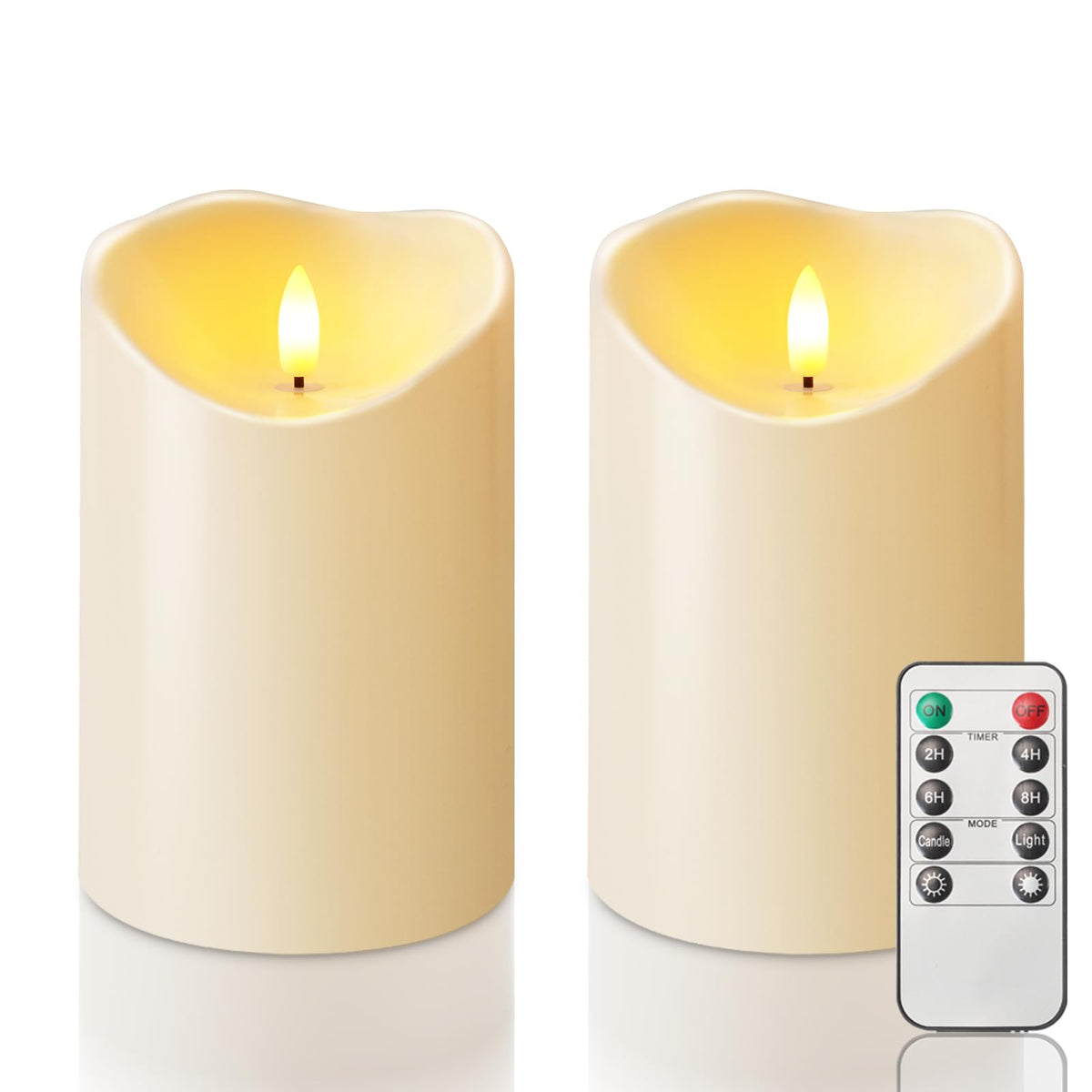 Homemory Orange Drip Real Wax Flameless Candles with Remote Timer, Set of 3